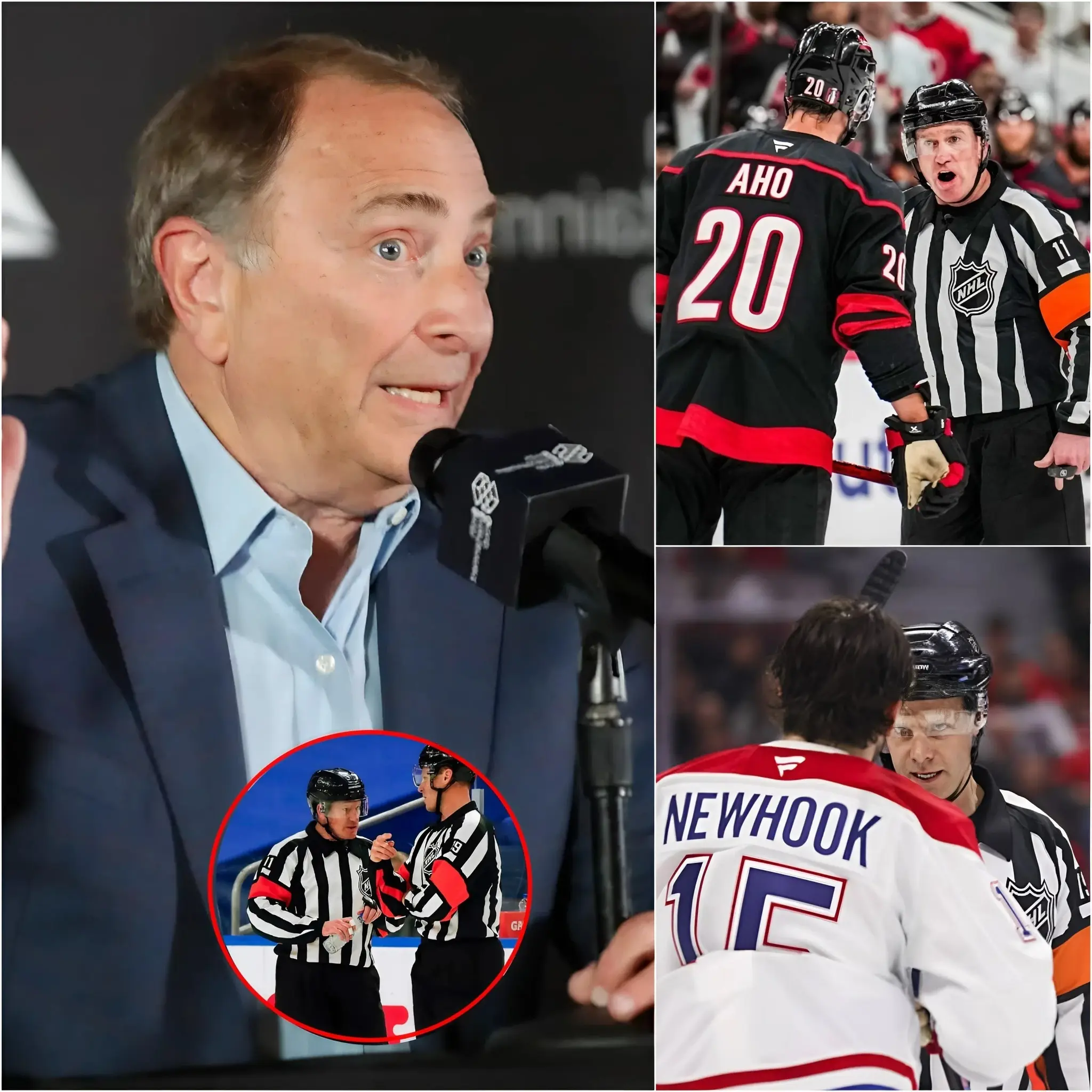 Cover Image for 🚨🚨les quatre arbitres — deux arbitres principaux et deux juges de ligne — responsables du match entre les Montreal Canadiens et les Carolina Hurricanes ont été suspendus temporairement afin de faire l’objet d’une enquête après que la National Hockey League a découvert qu’ils auraient ignoré plusieurs infractions importantes commises par les Carolina Hurricanes.