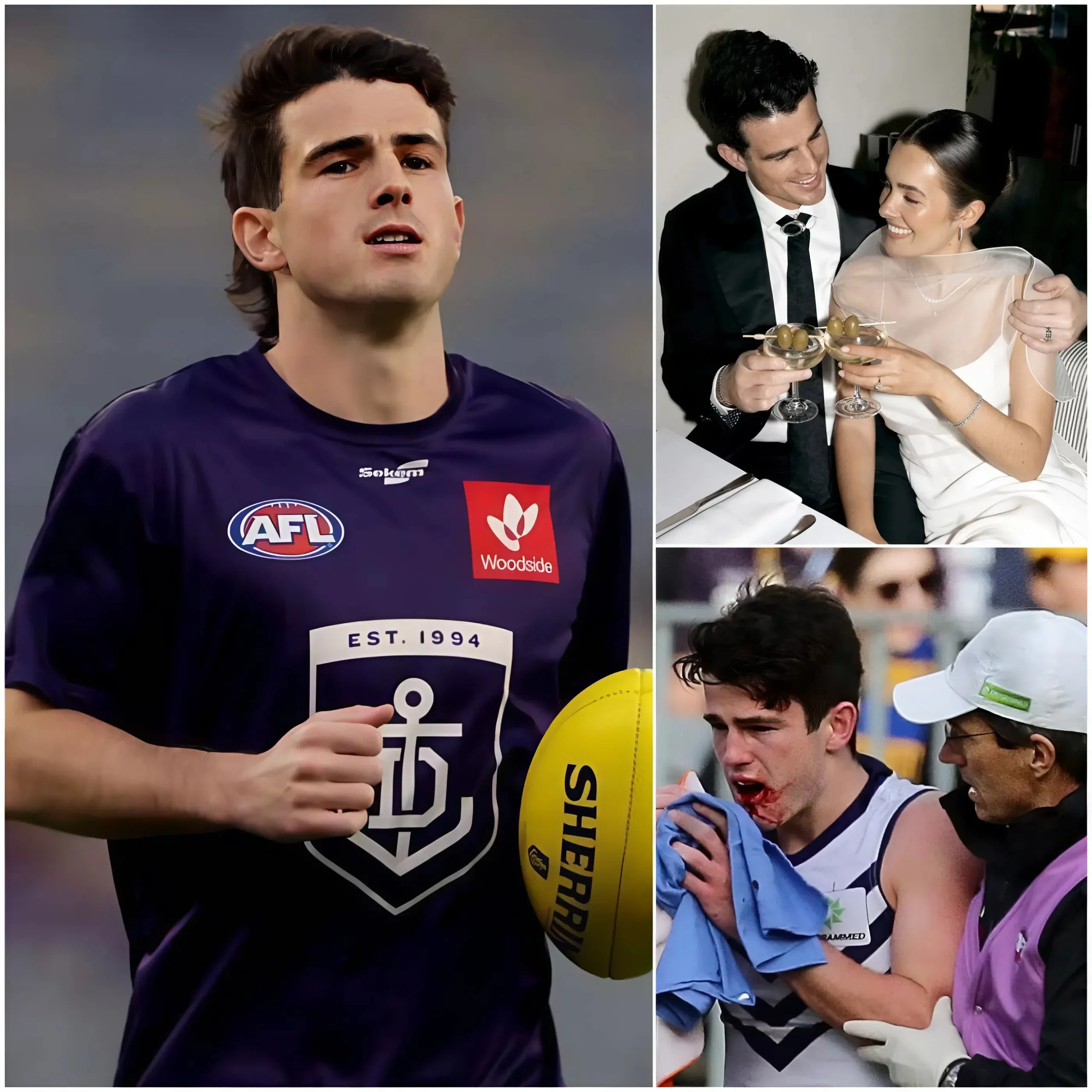 Cover Image for “SHE PULLED ME OUT OF MY WORST DAYS…” — Just 30 minutes ago, Andrew Brayshaw emotionally revealed for the first time the real reason behind his marriage to his fiancée Lizzie. The Fremantle Dockers centre confided that Lizzie’s presence and love helped him get through the darkest period of his life — and these heartfelt words resonated with everyone in the AFL…