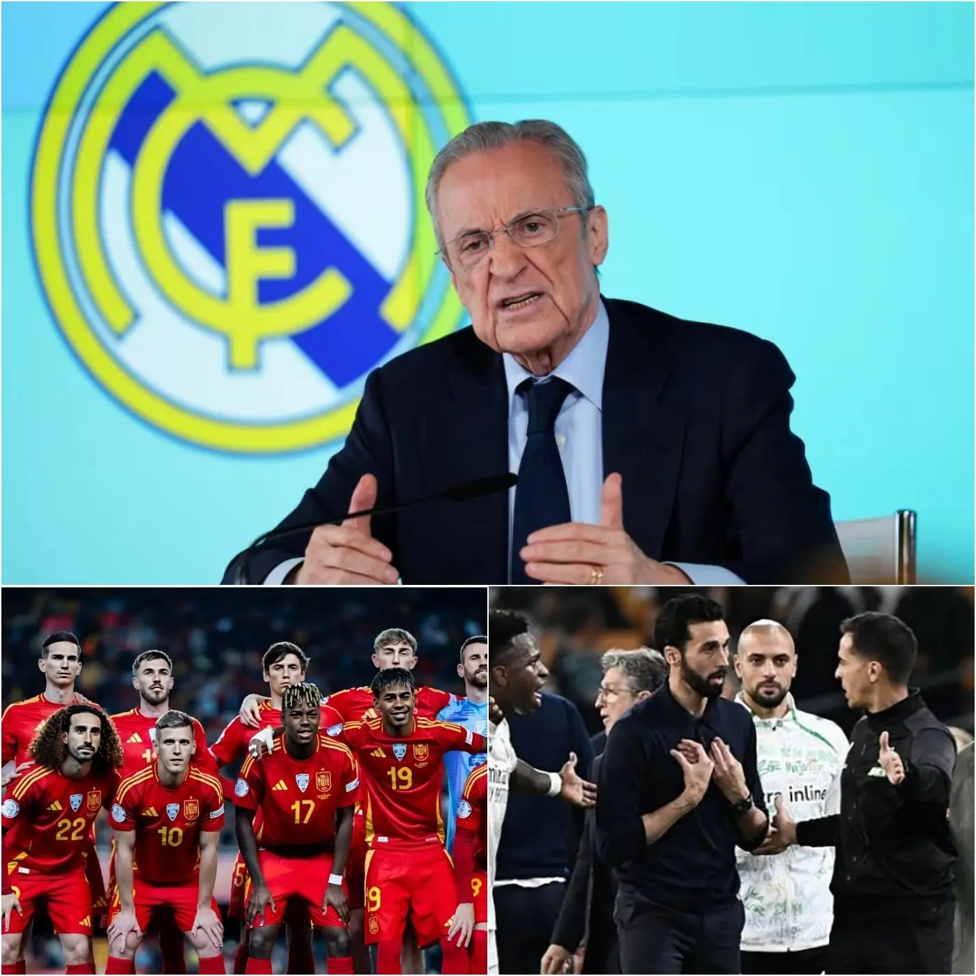 Cover Image for âTodos vosotros sois la vergĂŒenza del equipo real.â El presidente Florentino PĂ©rez no pudo contener su furia. Inmediatamente despuĂ©s de que se anunciara la lista de la selecciĂłn española para el Mundial 2026, lanzĂł este duro comunicado