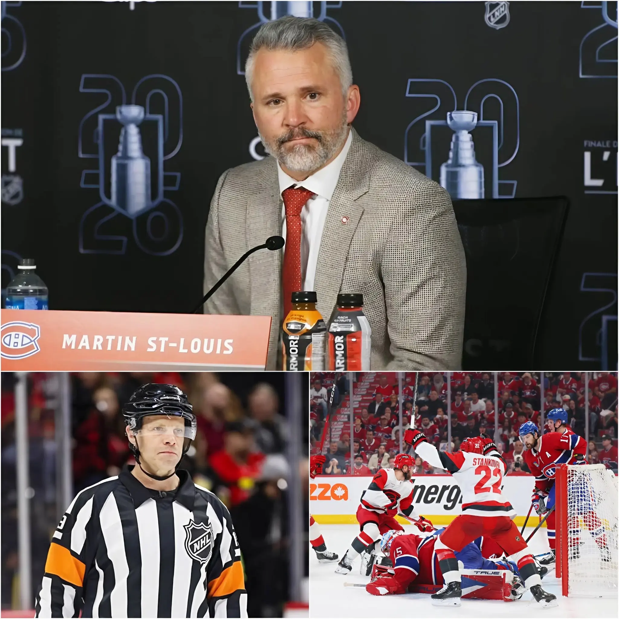 Cover Image for đ„đ„đ„EXPLOSION : AprĂšs la dĂ©faite 3-2 en prolongation lors du match 3 contre les Carolina Hurricanes, lâentraĂźneur des Montreal Canadiens, Martin St. Louis, nâa pas pu contenir sa colĂšre lors de la confĂ©rence de presse dâaprĂšs-match. Il a publiquement accusĂ© les arbitres et le systĂšme de la NHL dâavoir « inventĂ© »