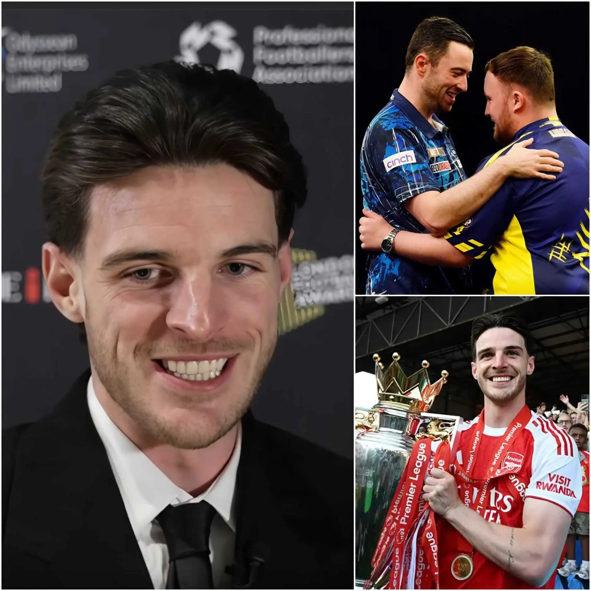 Cover Image for 🎯⚽ “I’ll be there to witness his magic firsthand,” Declan Rice surprisingly revealed that he will personally attend the 2026 Darts Premier League Finals at The O2 — not just as a fan, but specifically to see a performance by a darts superstar he has been “completely obsessed with.”