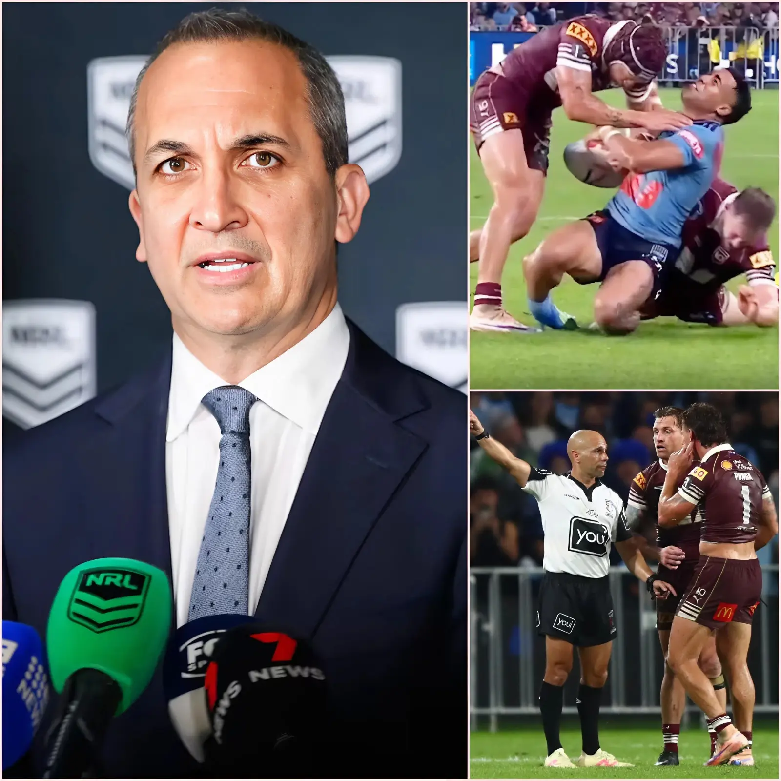 Cover Image for 💥 UNBELIEVABLE! : NRL CEO sacks two referees in Queensland vs. NSW match. A public storm erupted when the referee’s audio recording from the State of Origin match between Queensland and NSW was finally revealed, exposing exclusive behind-the-scenes SECRETS and raising serious questions about what REALLY happened outside the camera’s view…😲👇
