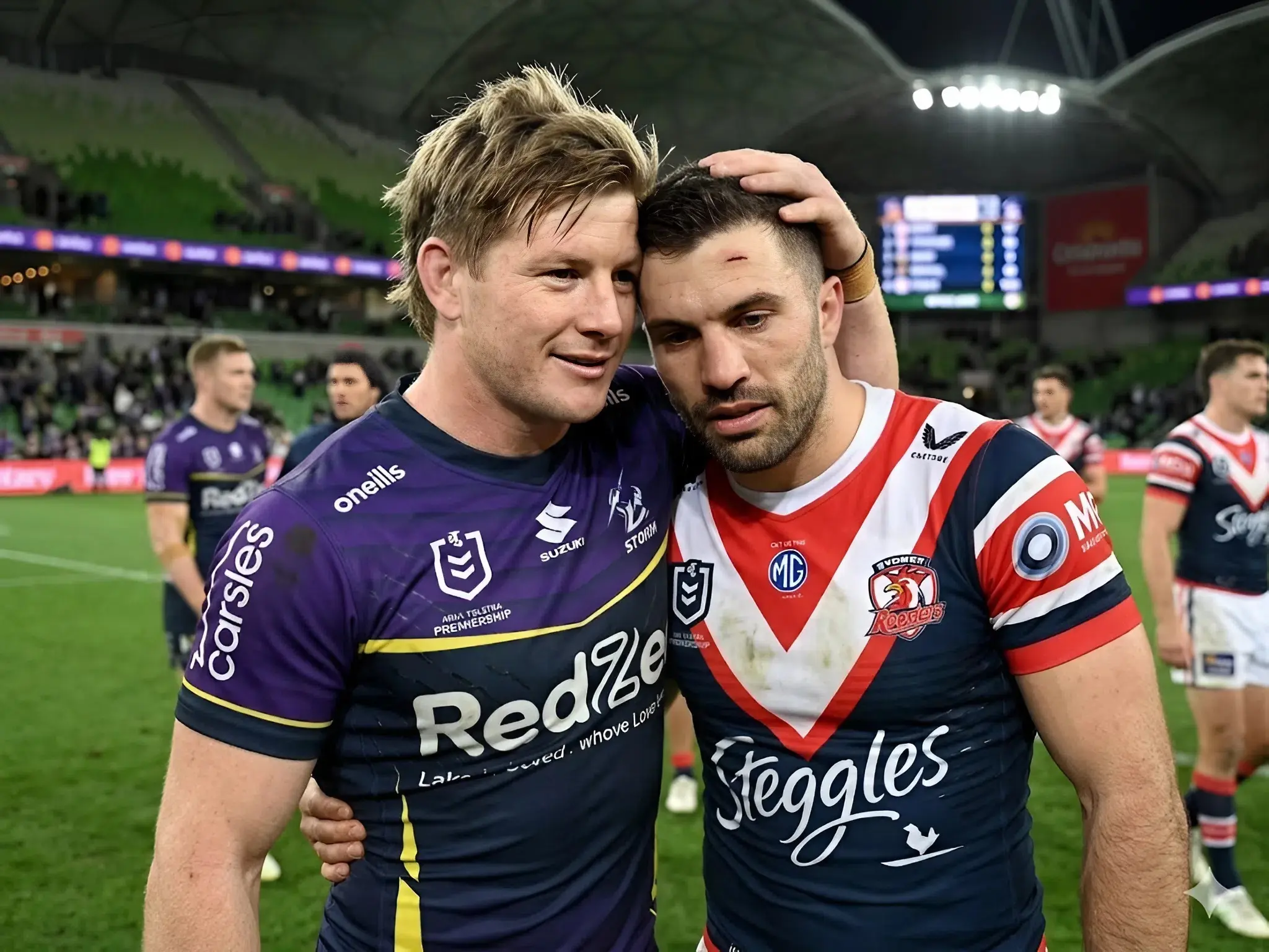 Cover Image for 🏉💔 “Support him, he did nothing wrong.” After a heartbreaking defeat for the Sydney Roosters against the Melbourne Storm, James Tedesco suddenly erupted in anger and frustration on the field, briefly losing control and shouting harsh words in the heat of the moment.