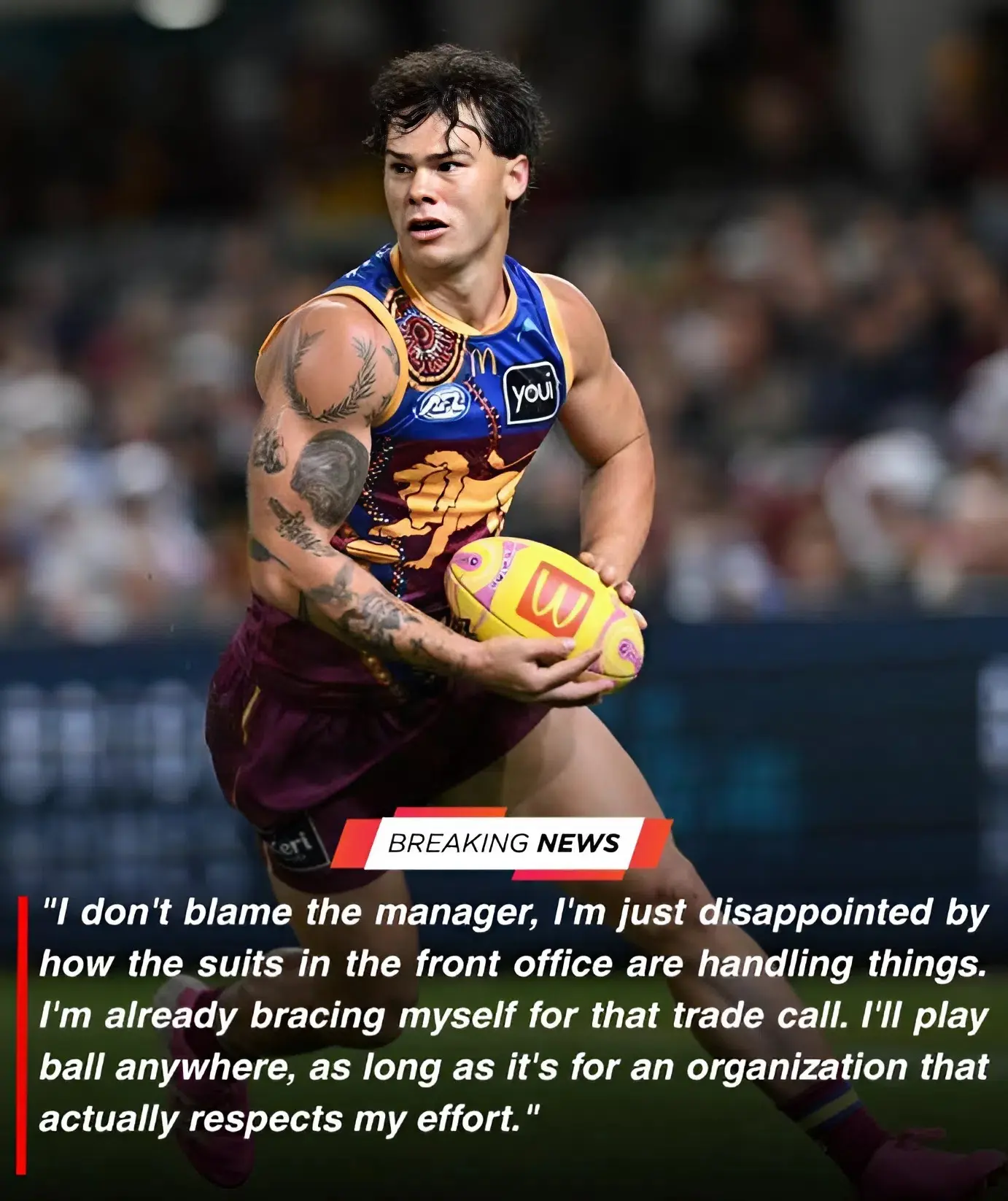 Cover Image for BREAKING NEWS 🚨 Secretly pressured by the Brisbane Lions front office to take a pay cut to force a trade, but Cameron Rayner’s reaction to the news is what left everyone stunned!