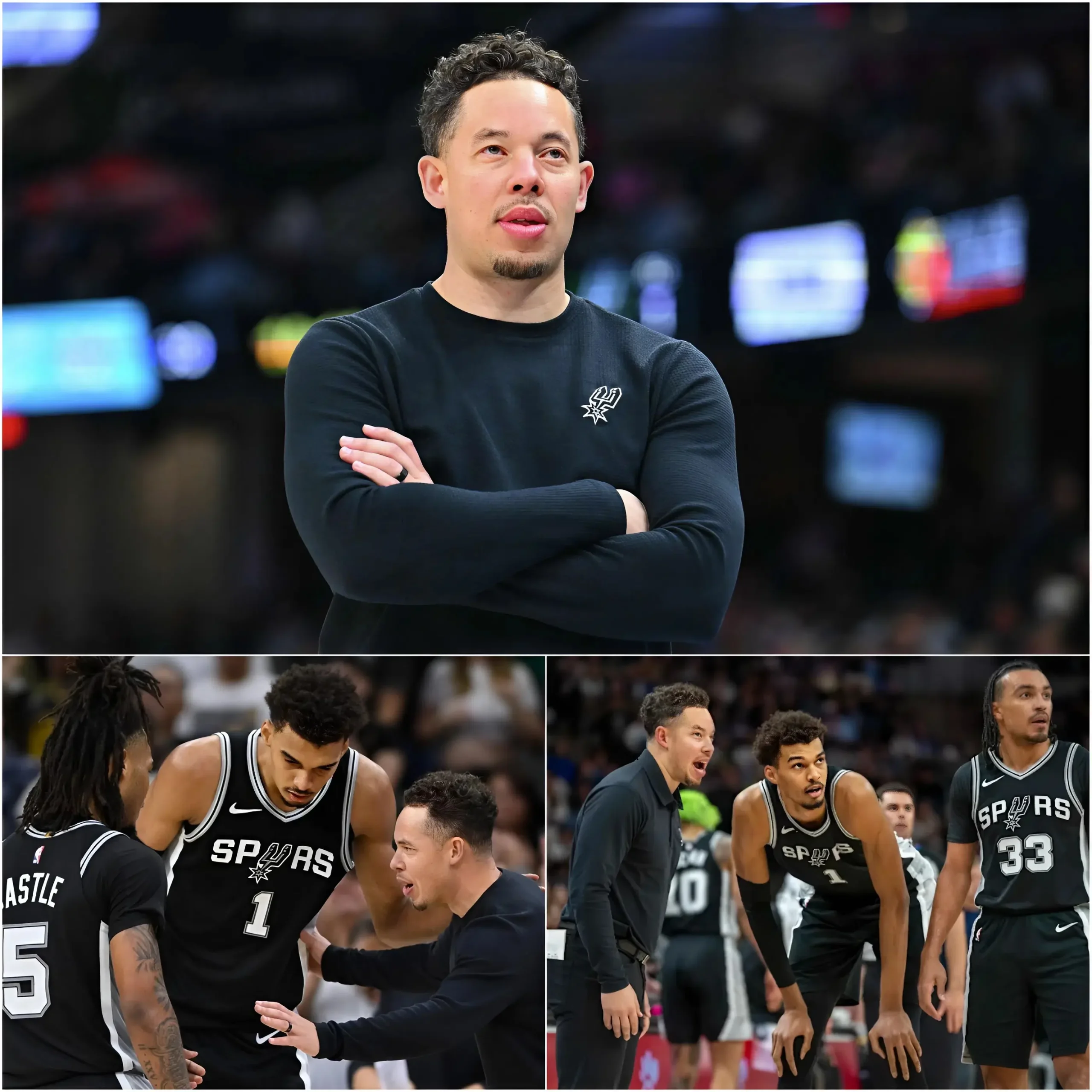 Cover Image for In a powerful and emotional moment before Game 1 of the NBA Finals against the New York Knicks, Mitch Johnson, head coach of the San Antonio Spurs,