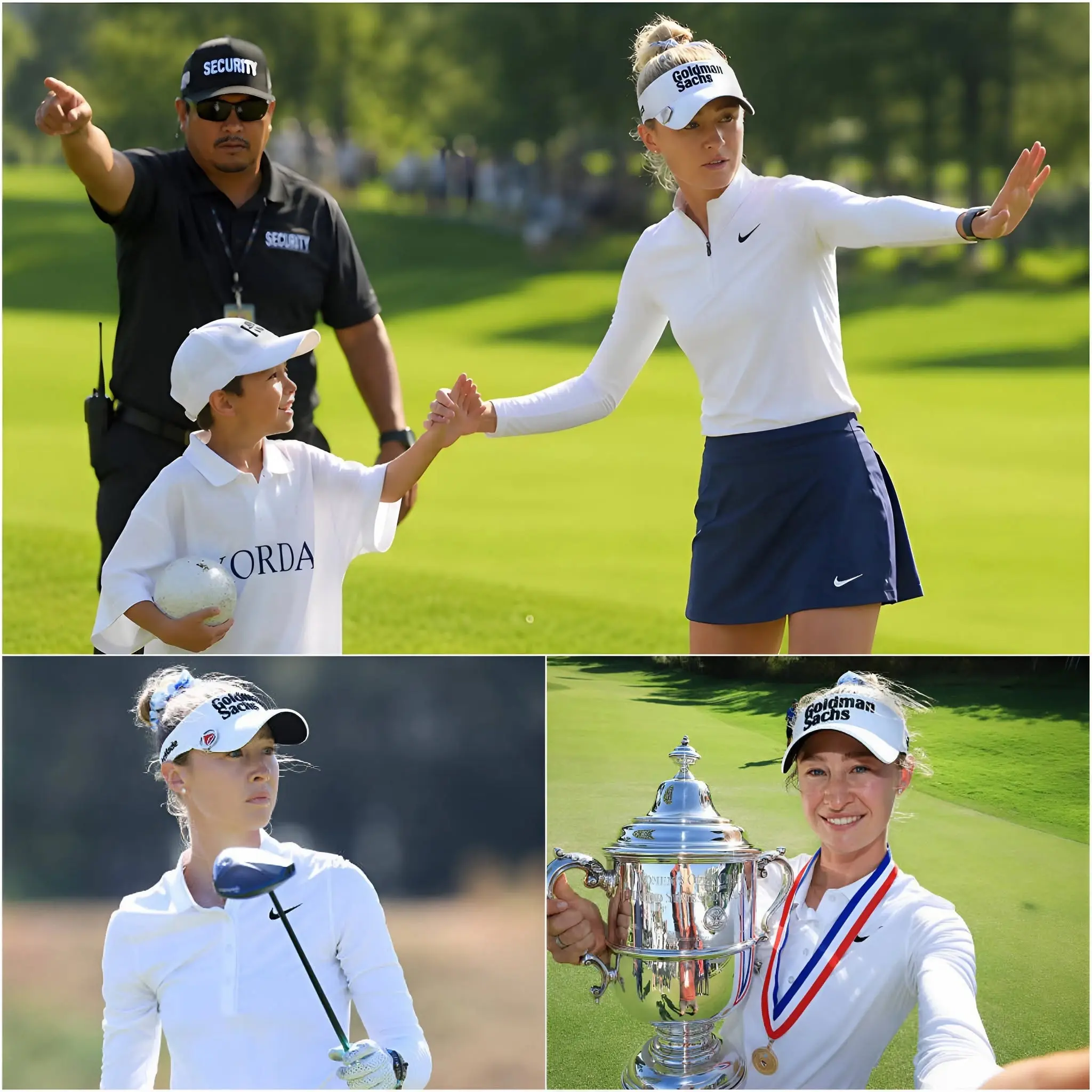 Cover Image for 🚨❤️GOOD NEWS: As security staff were preparing to escort the boy out of the crowd, Nelly Korda unexpectedly raised her hand to signal them to stop and gently said: “Let the boy come closer to me…”