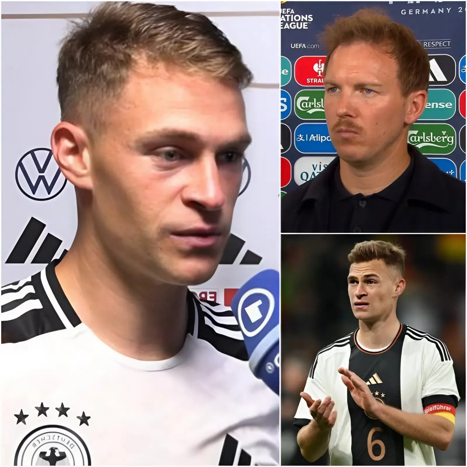 Cover Image for „DAS IST DIE RICHTIGE ENTSCHEIDUNG FÜR MICH!“ Joshua Kimmich hat angekündigt, sich aus persönlichen Gründen vorübergehend aus der deutschen Nationalmannschaft zurückzuziehen, was eine Welle von Emotionen und Debatten in der Fußballwelt ausgelöst hat.
