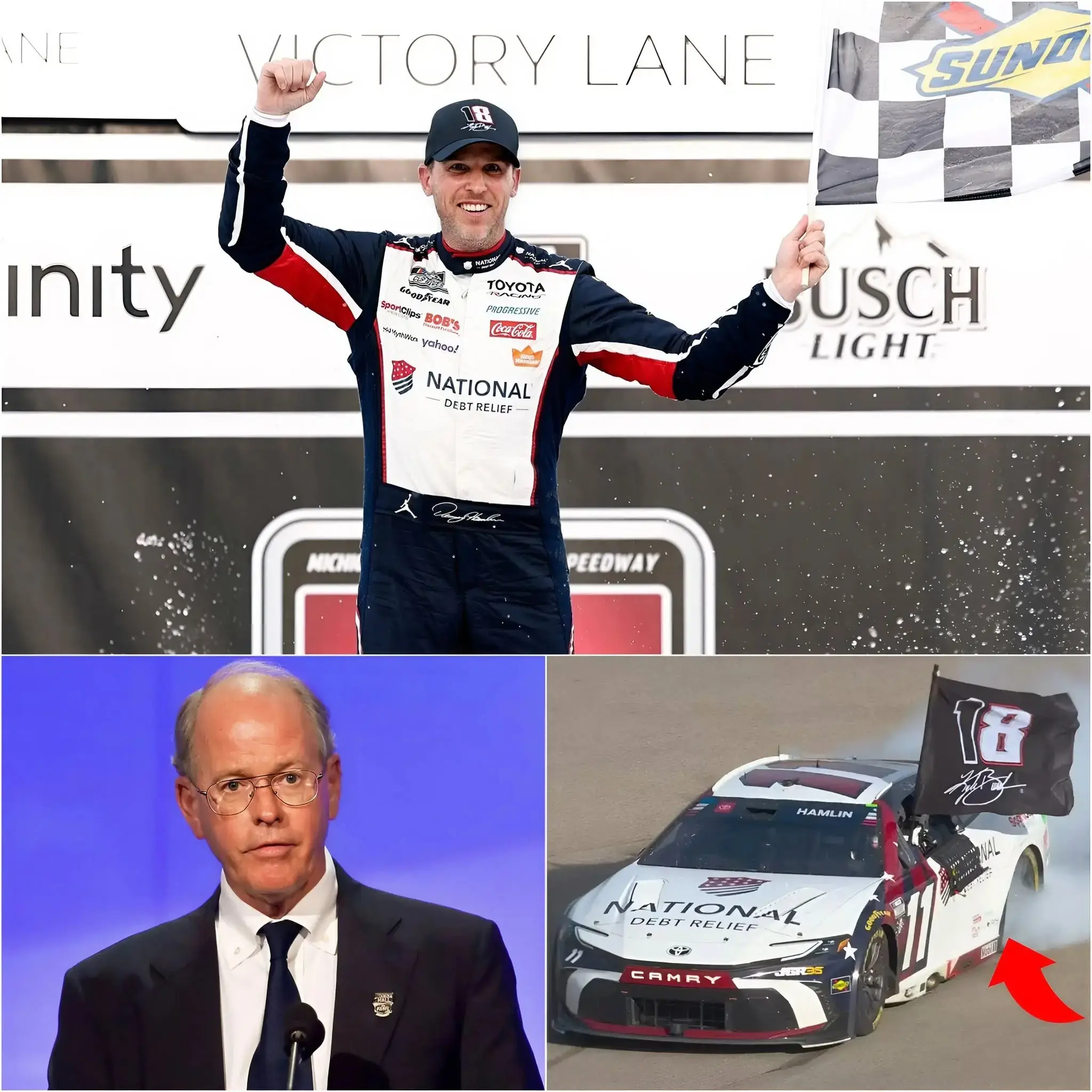 Cover Image for 🚨🏁 HOT NEWS: After two days of investigation, NASCAR has officially announced the results regarding Denny Hamlin’s car and engine at the FireKeepers Casino 400.