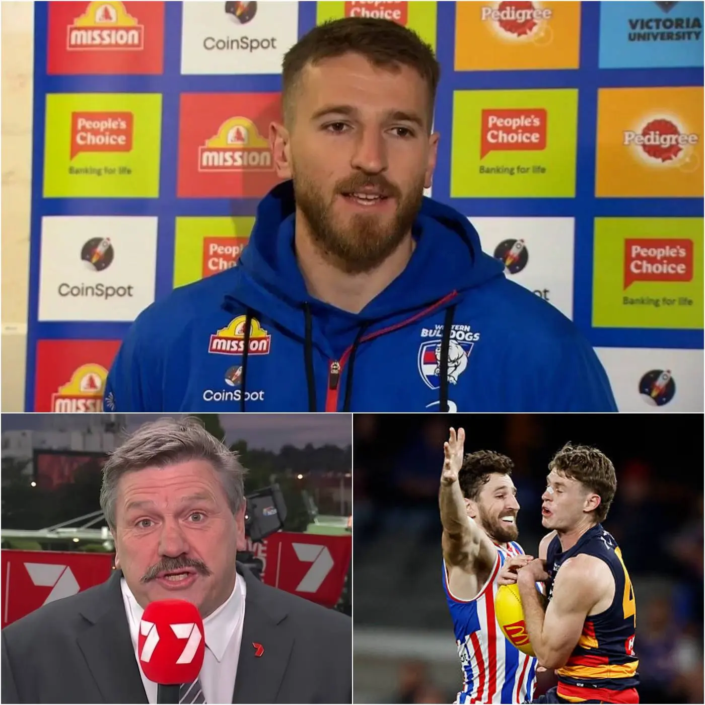 Cover Image for “SHUT YOUR MOUTH! WHO DO YOU THINK YOU ARE?” – following the crushing defeat to the Adelaide Crows, Western Bulldogs captain Marcus Bontempelli erupted in a fiery exchange with Channel 7’s Brian Taylor, sparked by comments widely seen as deeply disrespectful.