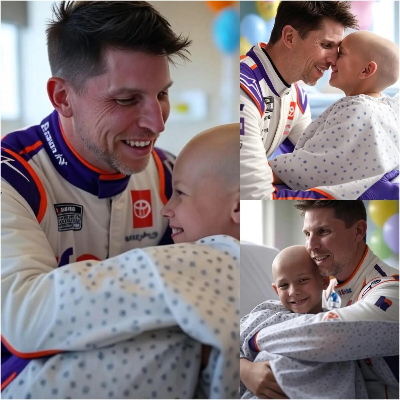Cover Image for 💖A 7-year-old boy battling a malignant brain tumor had one final wish: to call his hero, Denny Hamlin. But what Denny Hamlin did for the boy was more than just a simple phone call; it was something much bigger, leaving the hospital and the boy’s family stunned!