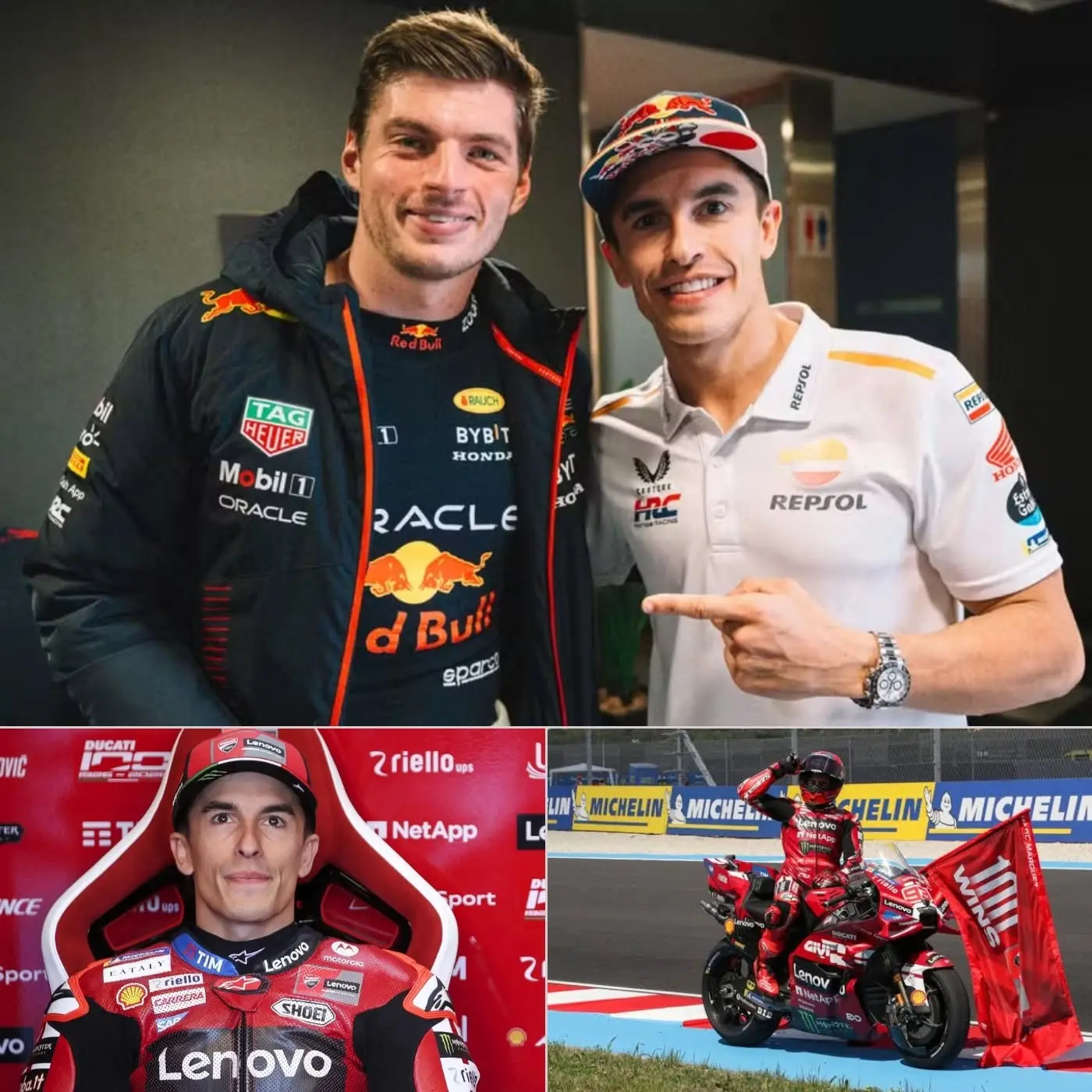 Cover Image for â¤ď¸RESPECT: âI DONâT SEE MYSELF IN ANYONE⌠EXCEPT FOR A âMONSTERâ WHO IS MAKING THE ENTIRE F1 WORLD WORRIED.â Marc MĂĄrquez surprised fans by frankly admitting that Max Verstappen is the Formula 1 driver who best reflects himself.