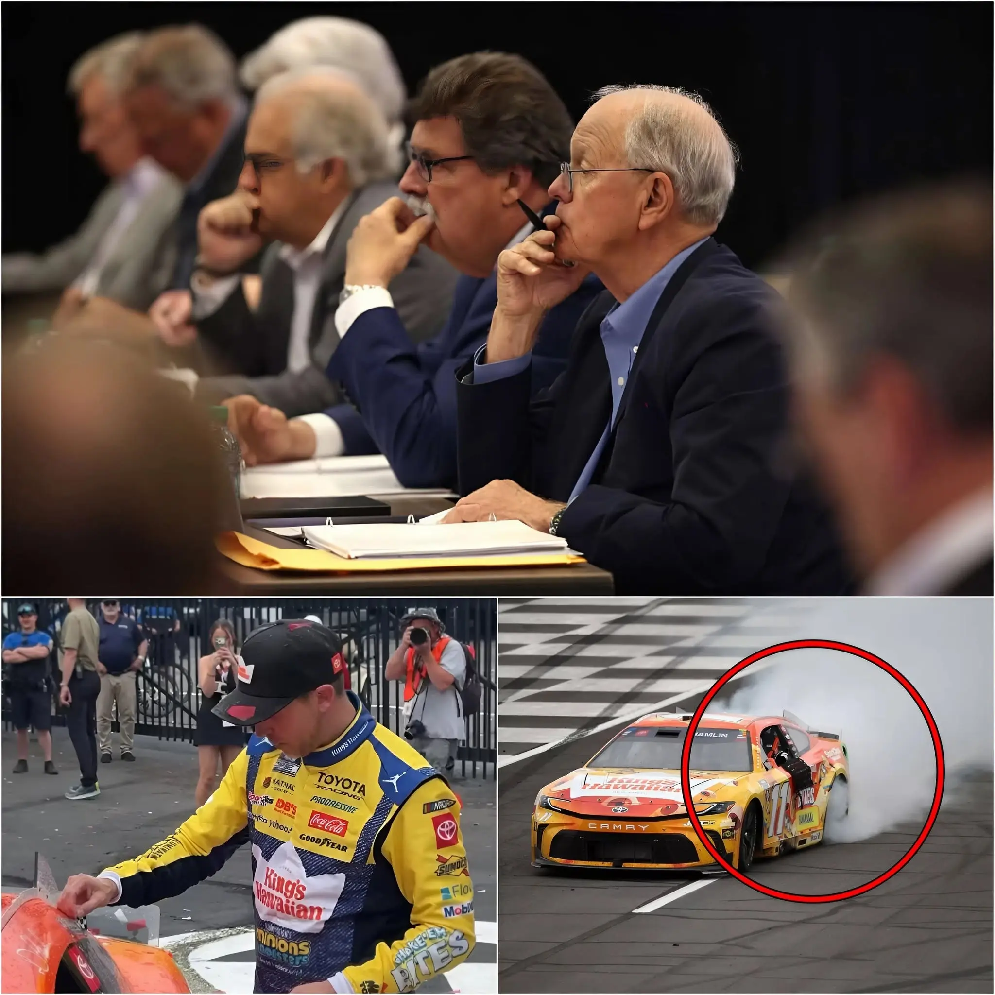 Cover Image for OFFICIAL CONFIRMED🚨 “WE HAVE ENOUGH EVIDENCE” After a day of investigation, NASCAR has officially announced the results regarding Denny Hamlin’s car and engine at the Great American Getaway 400.