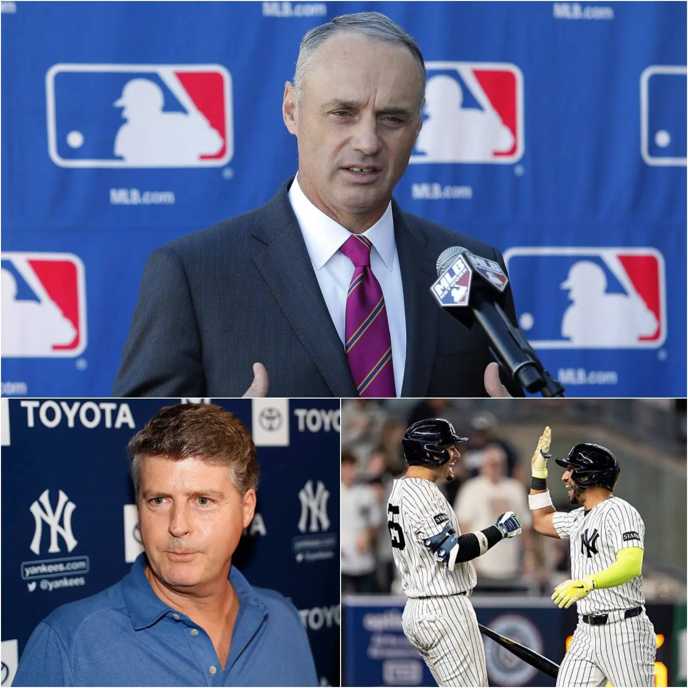Cover Image for “THIS IS A DIRECT ATTACK ON MY FAMILY AND THE YANKEES ORGANIZATION!” MLB Commissioner Rob Manfred has reportedly launched a major investigation into Yankees owner Hal Steinbrenner over serious allegations of abuse of power and alleged influence over league operations.