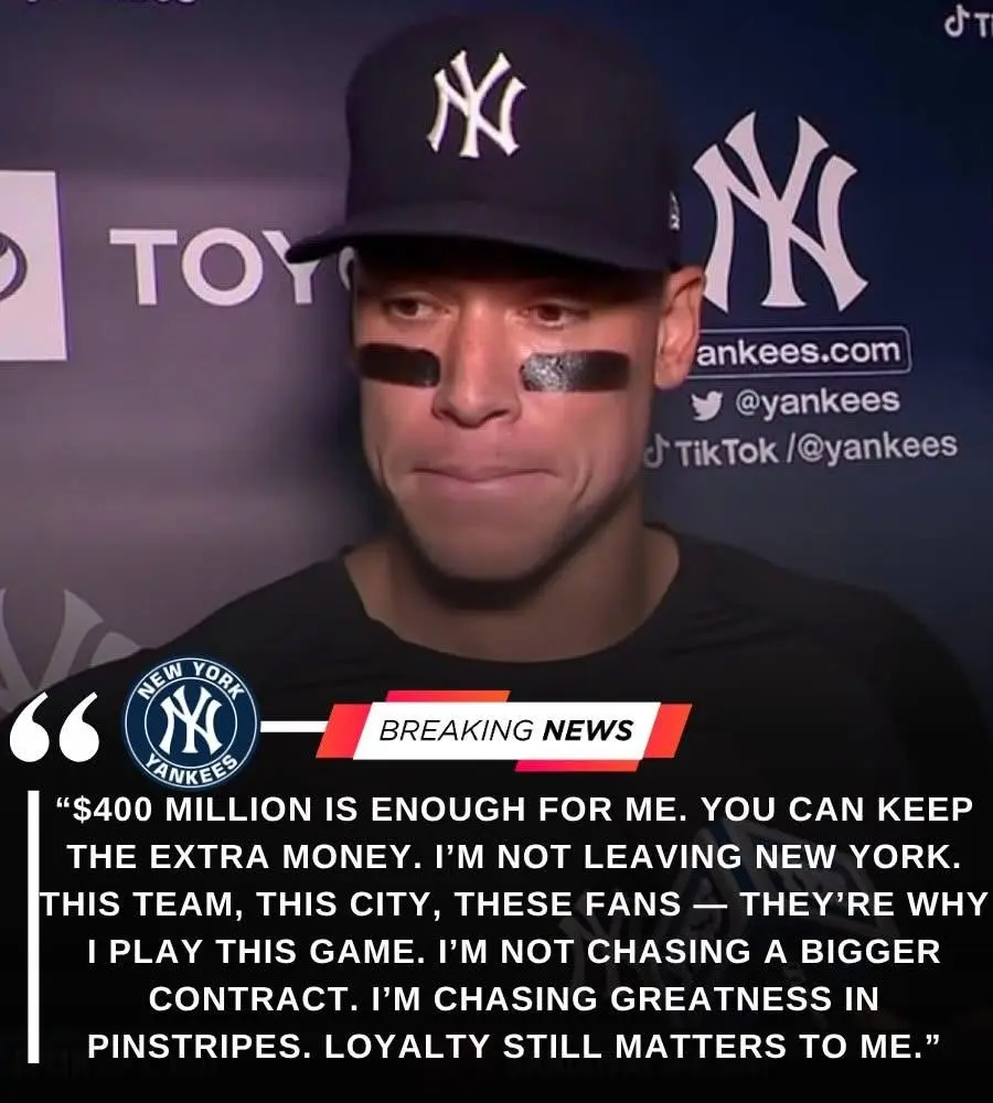 Cover Image for 🚨 YANKEES LOYALTY STUNS BASEBALL: A $400 million superstar reportedly turned down even bigger offers to stay in New York, proving that some players still value legacy over money. 👇👇👇