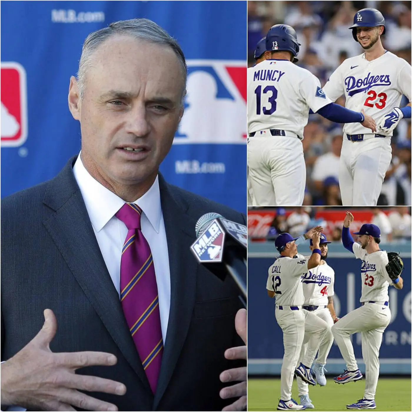 Cover Image for 🚨 BREAKING DRAMA: MLB Commissioner Rob Manfred has reportedly opened an investigation into alleged cheating involving three Los Angeles Dodgers players following their controversial series against the Tampa Bay Rays, citing serious concerns about competitive integrity during key moments of the games.