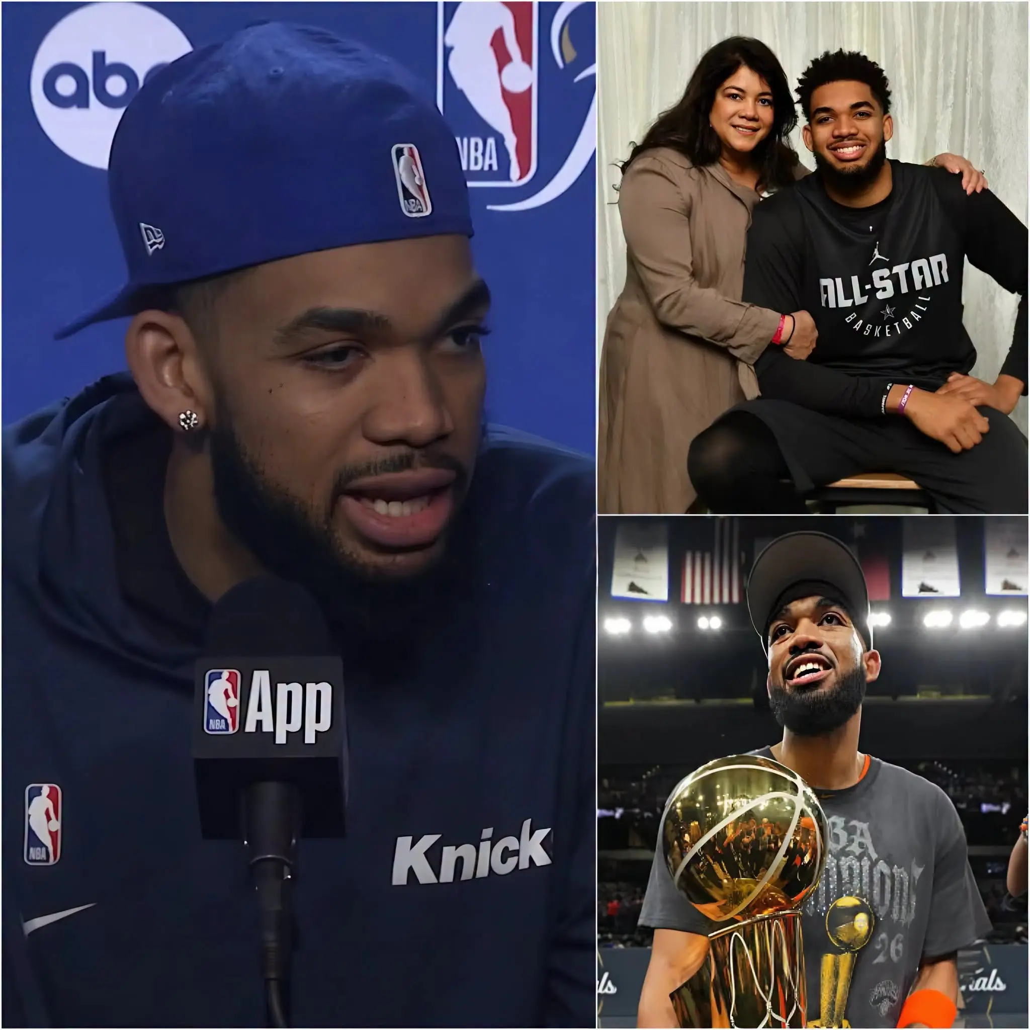 Cover Image for 🚨🚨“I DEDICATE THIS CHAMPIONSHIP TO MY MOTHER!” Knicks star Karl-Anthony Towns exclaimed with raw emotion after New York’s championship triumph, paying a heartfelt tribute to the woman who shaped his journey both on and off the court. He spoke about her unwavering support, the sacrifices she made, and the strength she showed during the most difficult moments of his life.