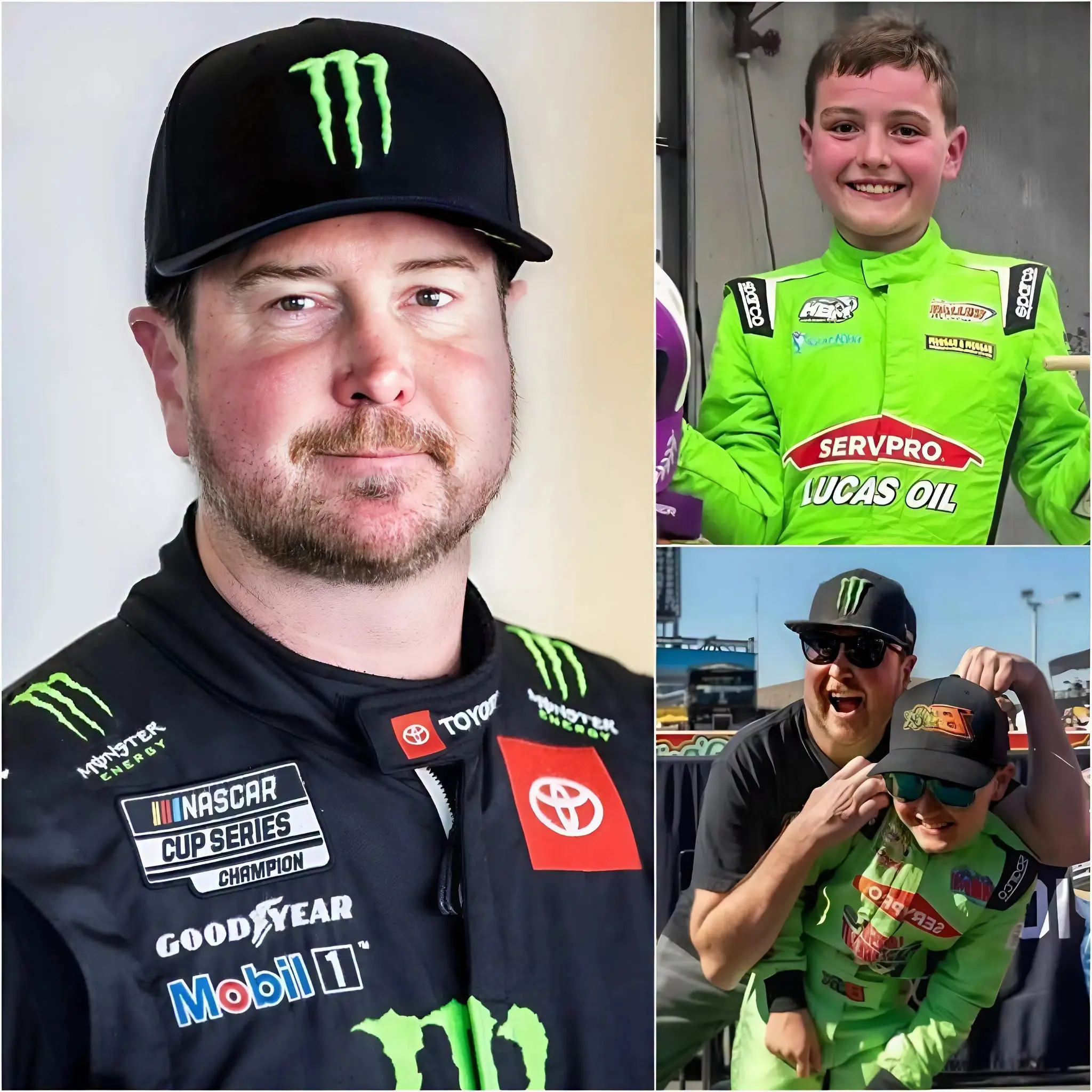 Cover Image for 🚨 OVERWHELMING MOMENT AT CHARLOTTE MOTOR SPEEDWAY: Just weeks after the shocking death of Kyle Busch, NASCAR fans were moved to tears when Kurt Busch unexpectedly appeared alongside young Brexton Busch on the racetrack. I