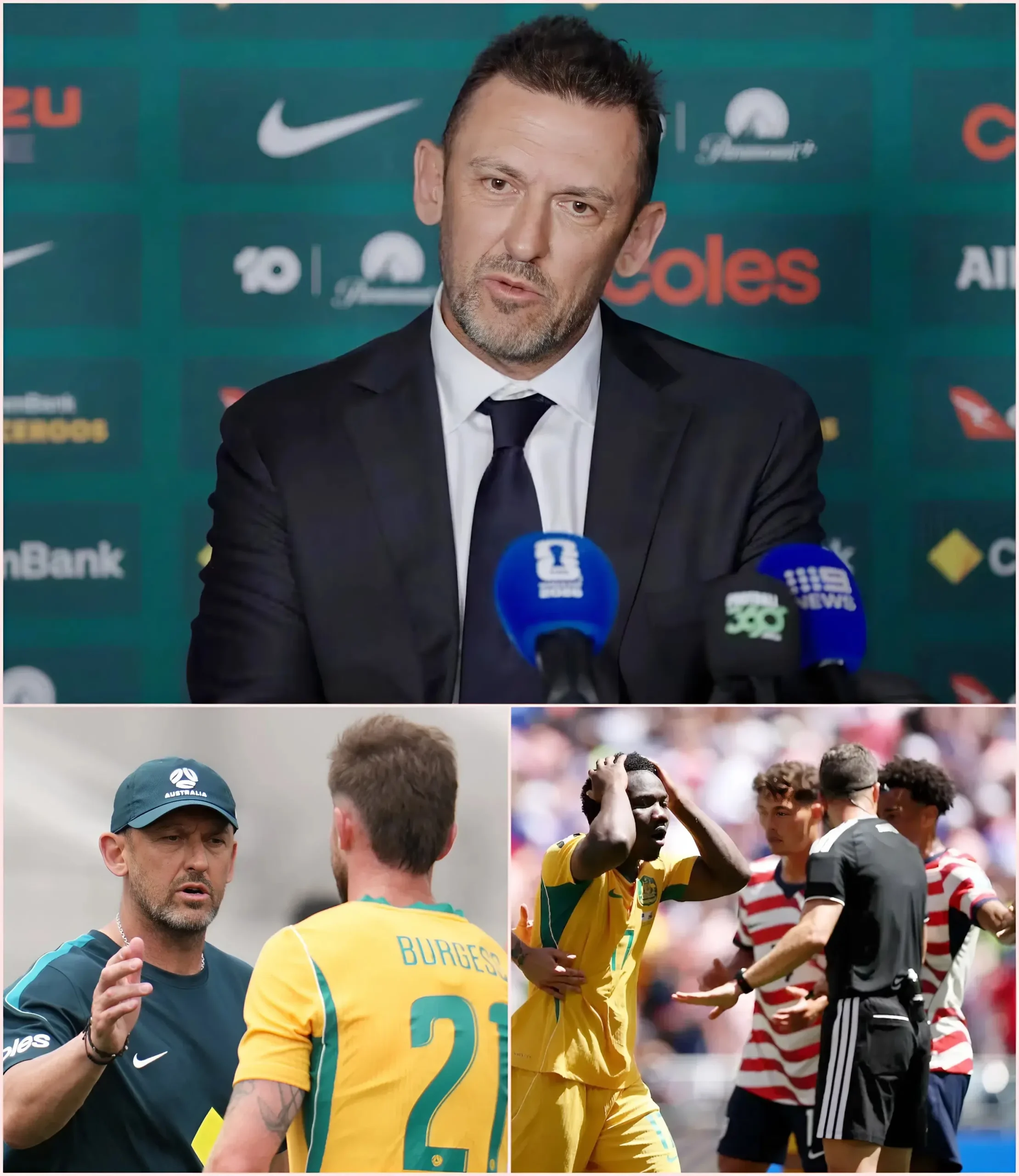 Cover Image for 🚨”I’M SORRY EVERYONE, I DID MY BEST” Socceroos head coach Tony Popovic has finally spoken out about the controversial VAR decision that led to the winning goal for the USA – while angry fans discover a strange detail that further fuels the debate…😲