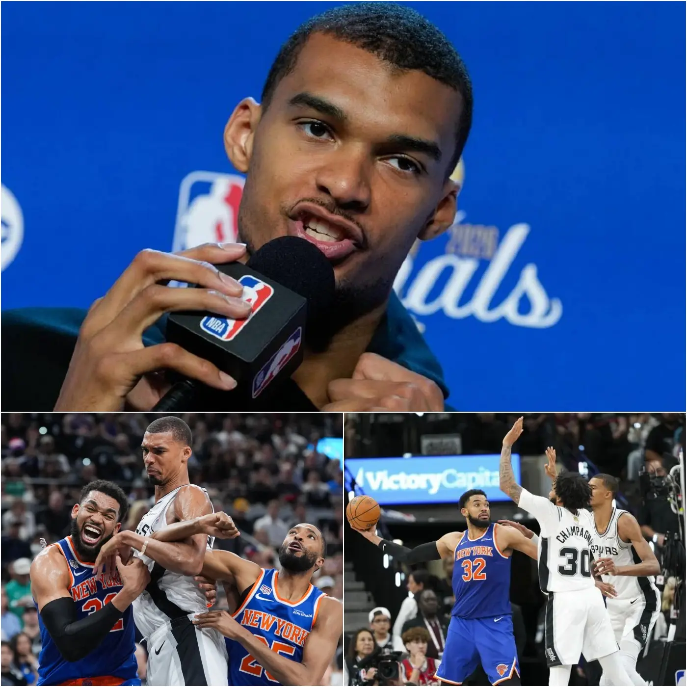 Cover Image for “I WAS RAISED HERE, I FOUGHT HERE, AND I WANT TO RETIRE HERE WITH MY BROTHERS!” — Just moments after the heartbreaking NBA Finals loss to the Knicks, Victor Wembanyama stunned fans with an emotional declaration about his future