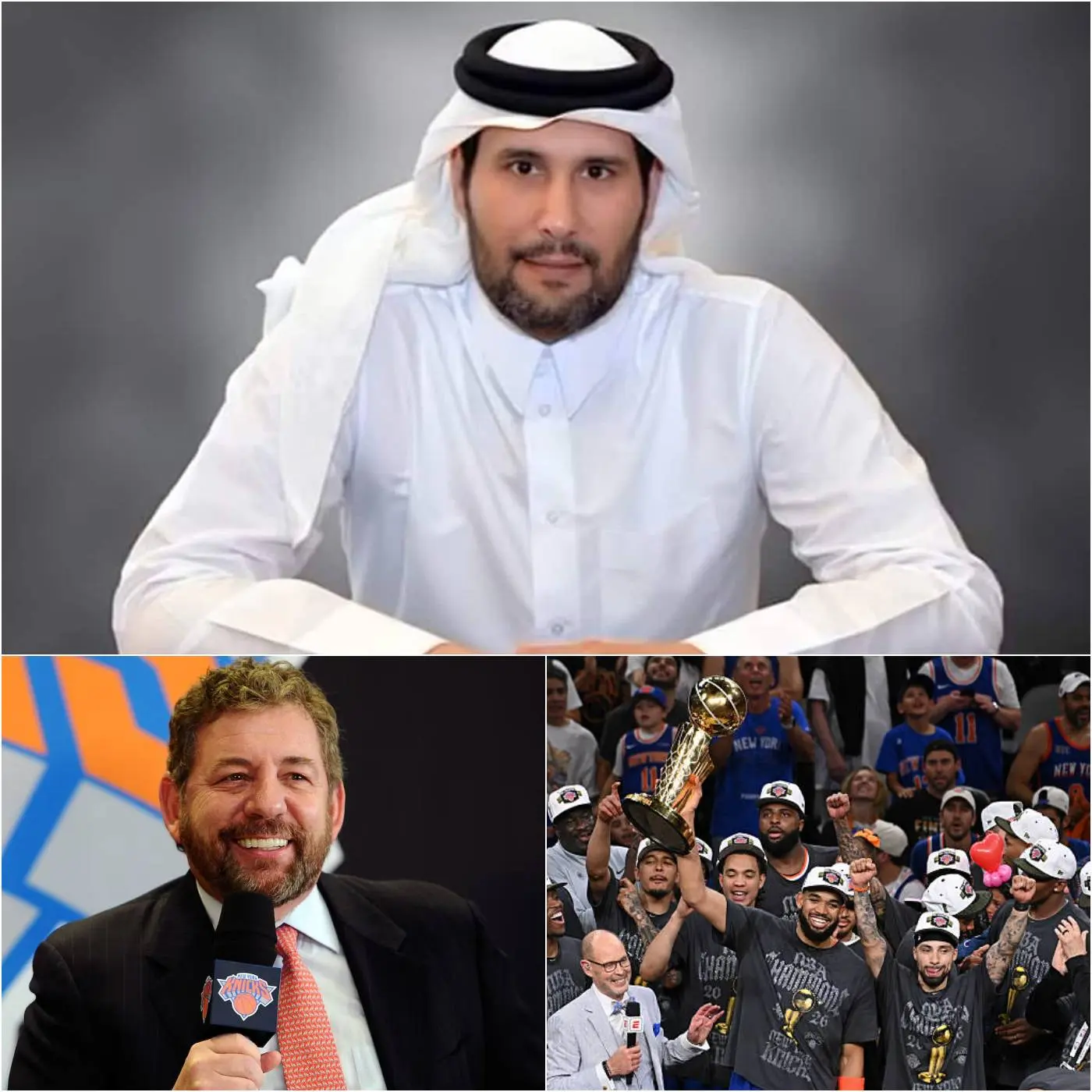 Cover Image for 🔥EXTREMELY SHOCKING: Sheikh Jassim of Qatar is reportedly preparing a takeover bid for the New York Knicks, the reigning NBA dynasty and defending champions, with a plan to make them even more dominant in the league.