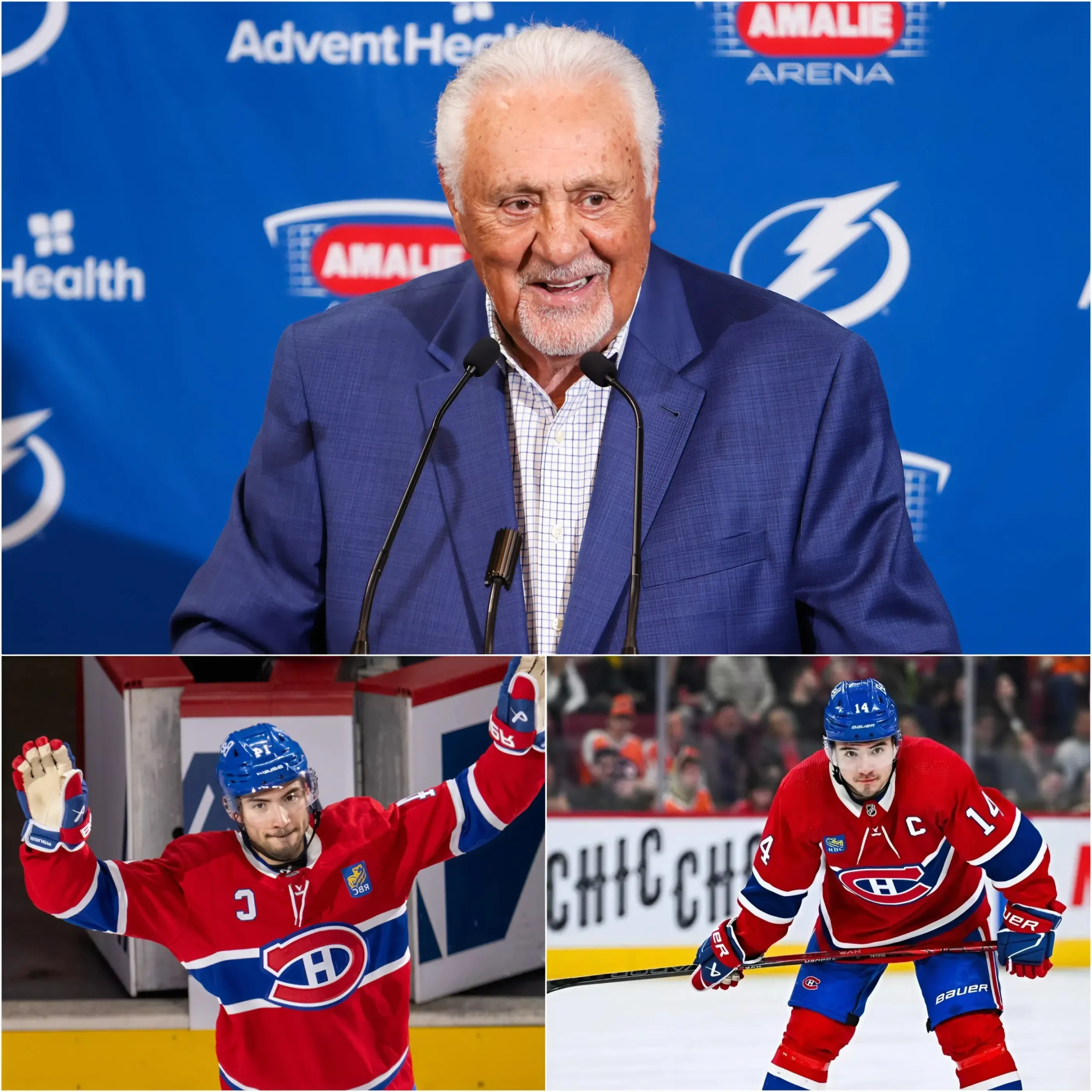 Cover Image for IL Y A 15 MINUTES :🚨« Sa façon de se déplacer me rappelle une légende. » Phil Esposito, véritable légende du hockey, a adressé de grands éloges à la jeune étoile montante et capitaine des Canadiens de Montréal, Nick Suzuki.