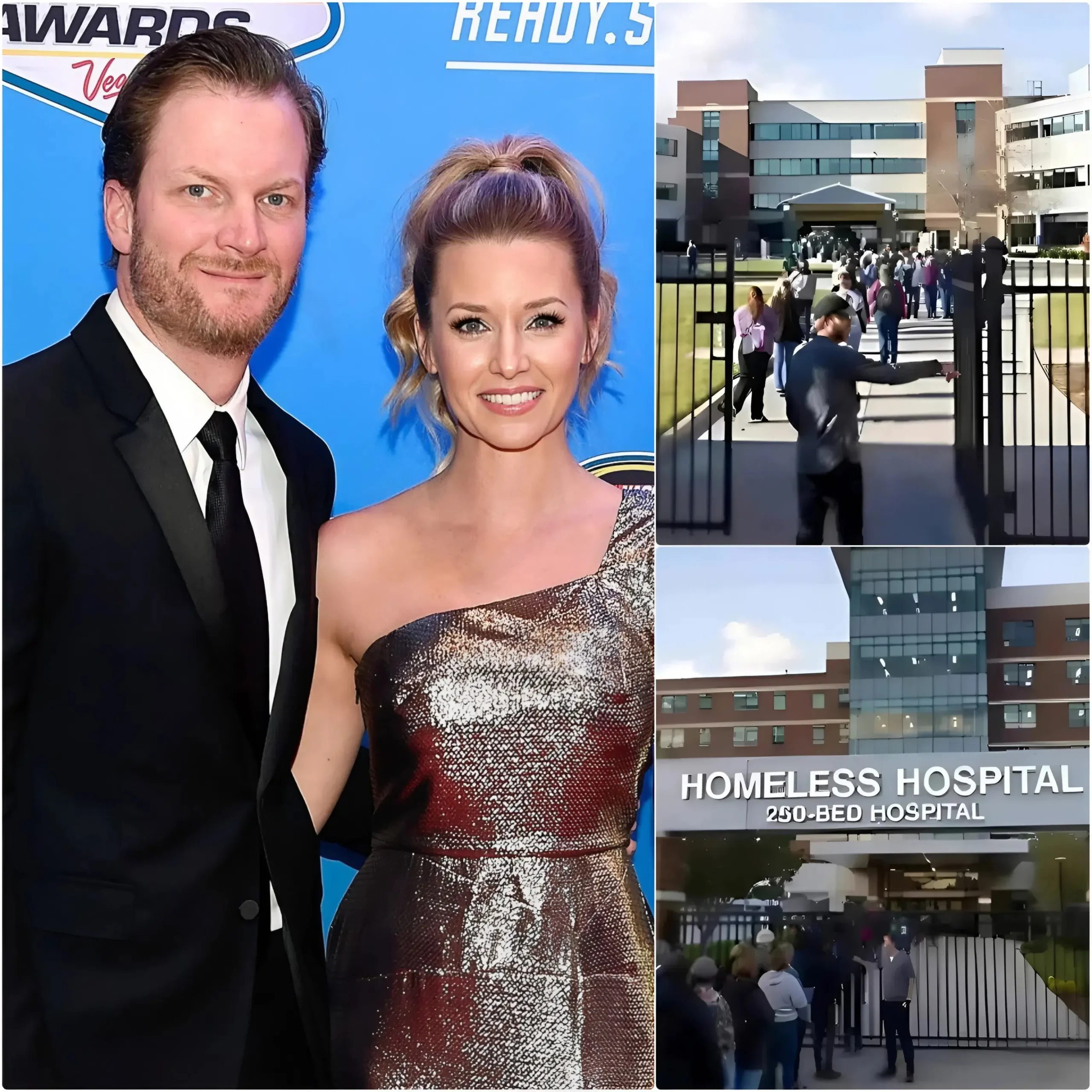 Cover Image for GOOD NEWS: At 5 a.m., in the biting cold, Dale Earnhardt Jr. and his wife Amy Earnhardt quietly opened the hospital doors themselves: